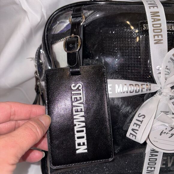 Steve Madden 4 Pc Gift Set: Earmuffs, Clear Tote, Luggage Tag, Tumbler w/ Straw - Picture 2 of 5